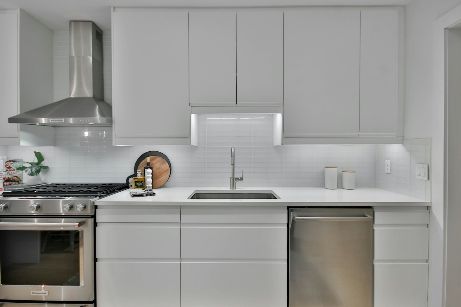 Stainless steel Bosch dishwasher in modern kitchen
