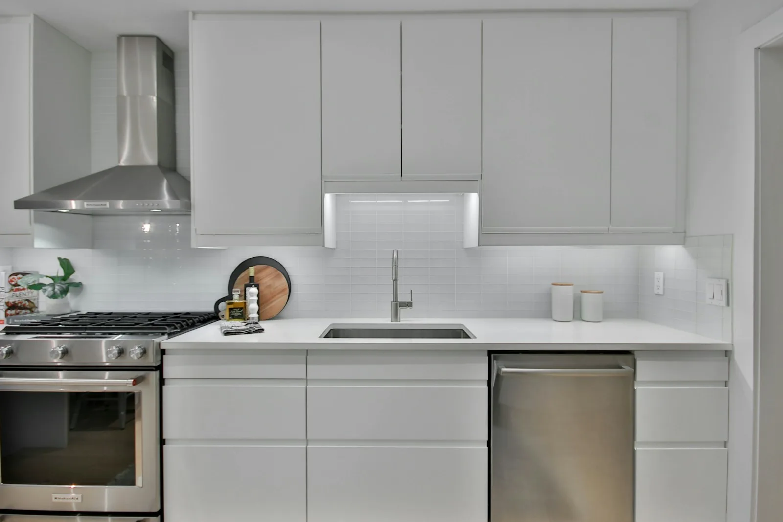 Stainless steel Bosch dishwasher in modern kitchen