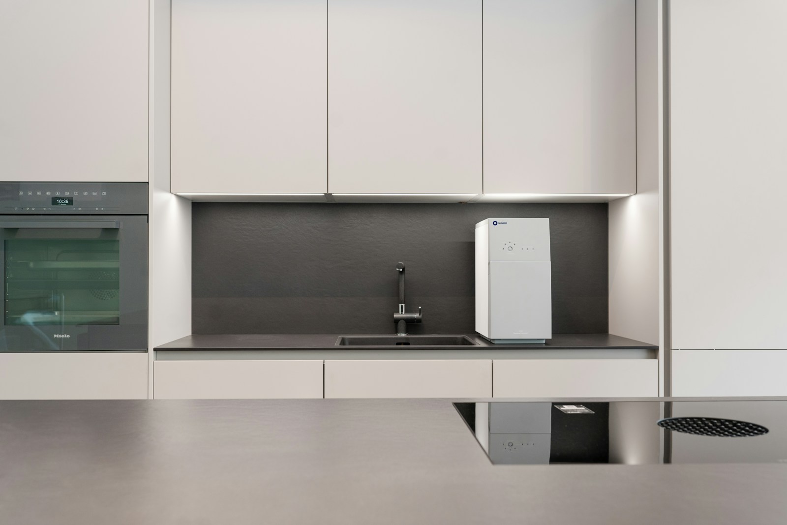 Temperature-controlled wine storage in home kitchen