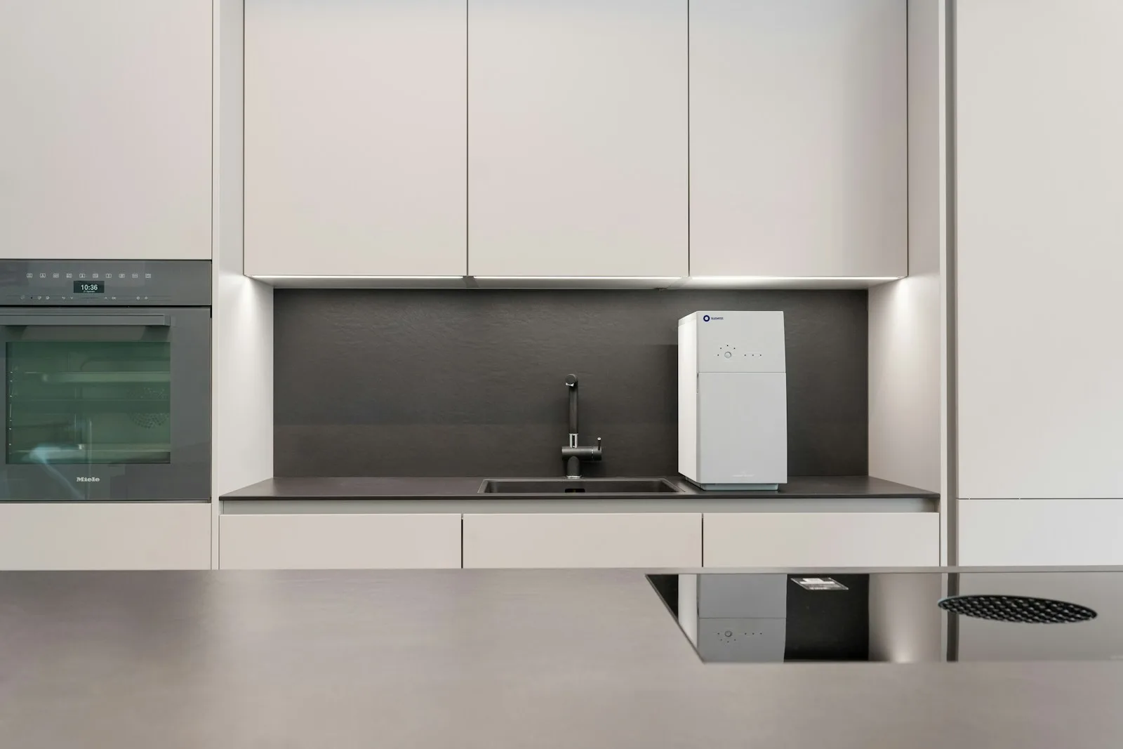 Temperature-controlled wine storage in home kitchen